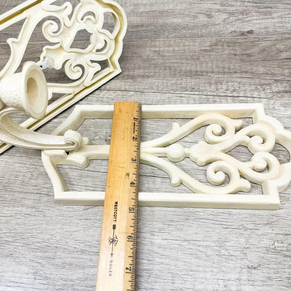 Vintage Beige Sconce Candleholder Set: Burwood Plastic Wall Decor